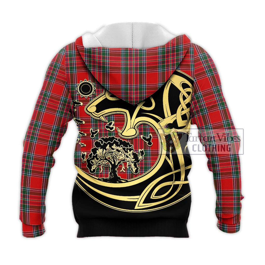 MacBean (MacBain) Tartan Knitted Hoodie with Family Crest Celtic Wolf Style - Tartan Vibes Clothing