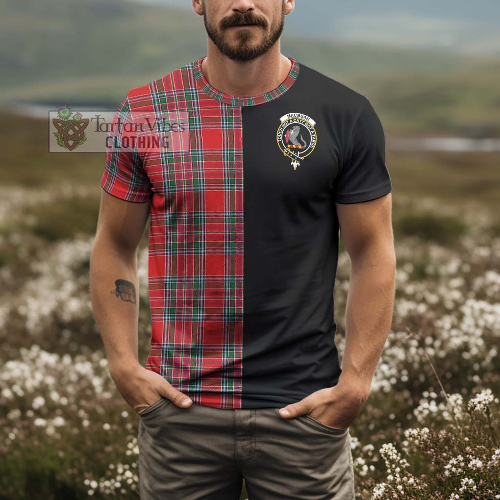 MacBean (MacBain) Tartan T-Shirt with Family Crest and Half Of Me Style - Tartan Vibes Clothing