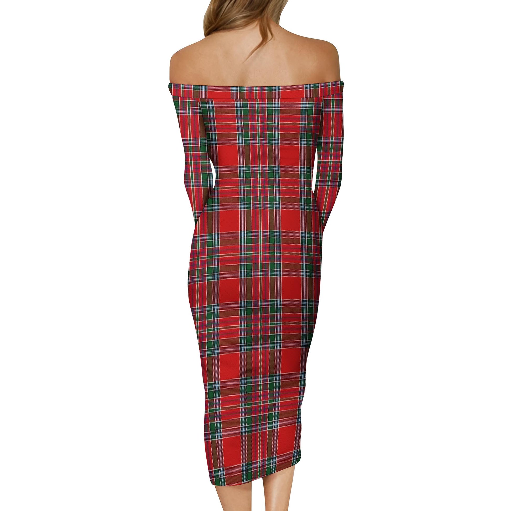 MacBean Tartan Off Shoulder Lady Dress - Tartanvibesclothing