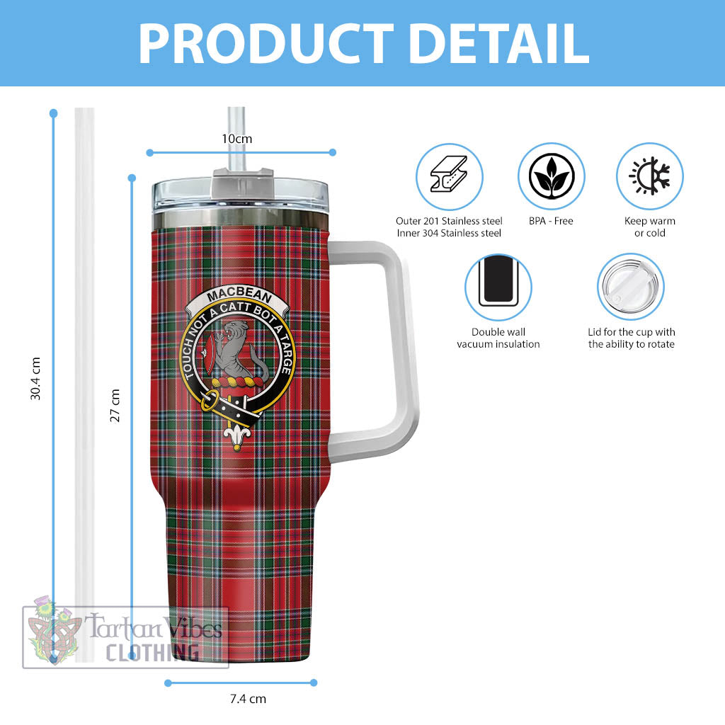 MacBean (MacBain) Tartan Tumbler with Handle with Family Crest - Tartan Vibes Clothing