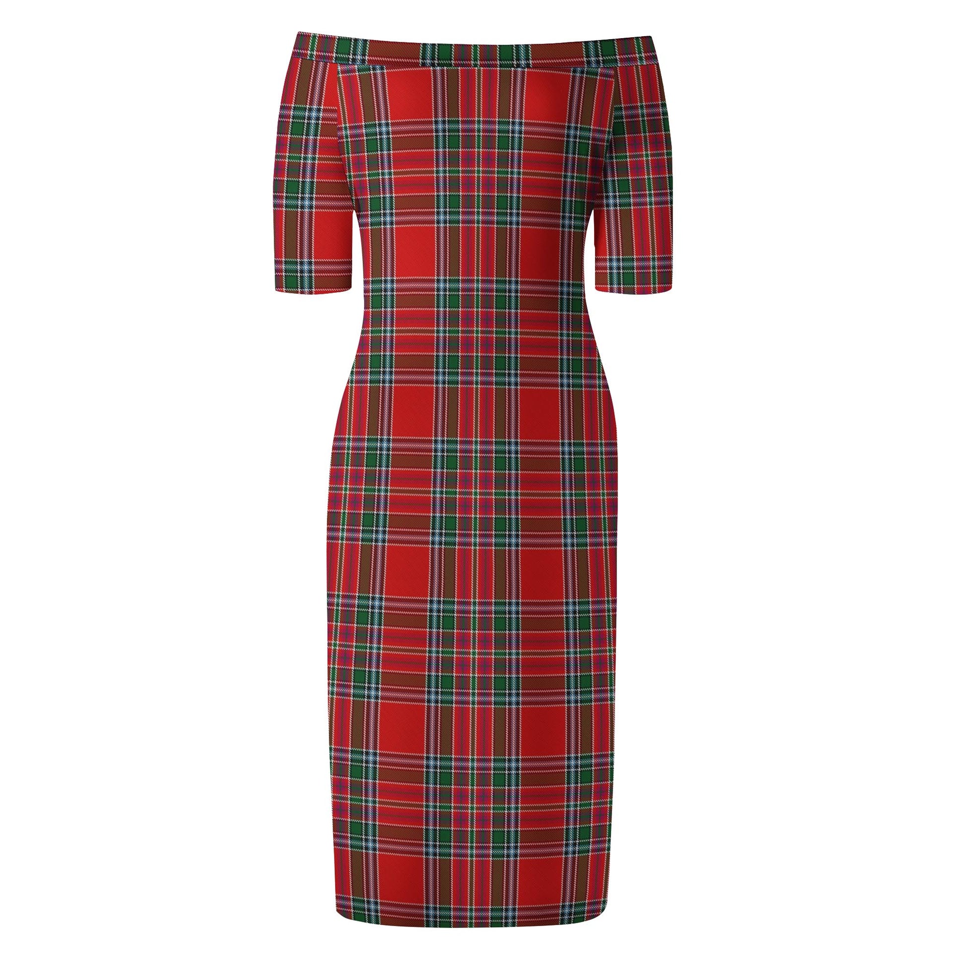 MacBean Tartan Off Shoulder Lady Dress - Tartanvibesclothing