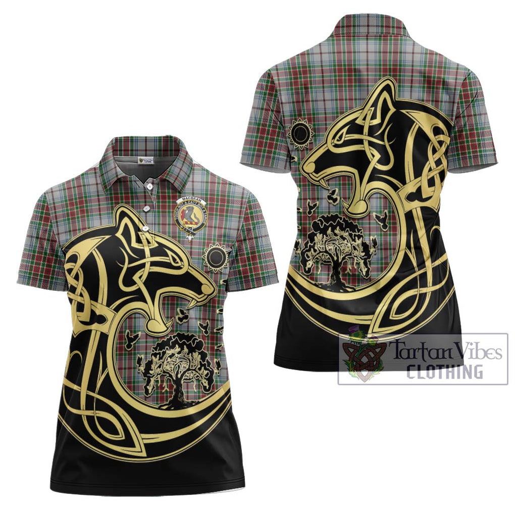 MacBean Dress Tartan Women's Polo Shirt with Family Crest Celtic Wolf Style Women - Tartan Vibes Clothing