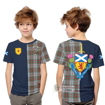 MacBean Dress Tartan Kid T-Shirt Alba with Scottish Lion Royal Arm Half Style Youth XL Size14 - Tartan Vibes Clothing