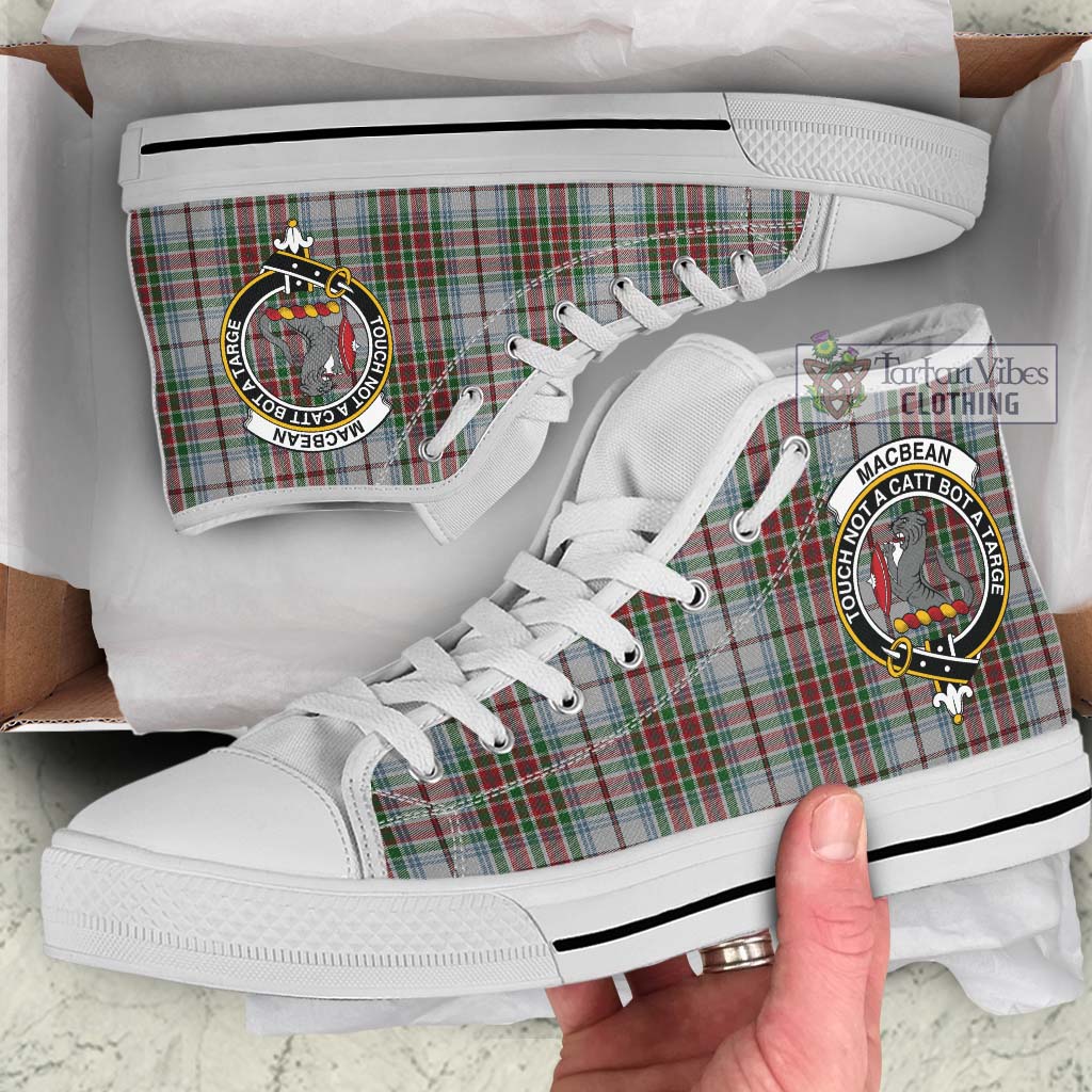 MacBean Dress Tartan High Top Shoes with Family Crest Kid High Top - White Sole - Tartan Vibes Clothing