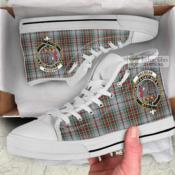 MacBean Dress Tartan High Top Shoes with Family Crest Kid High Top - White Sole - Tartan Vibes Clothing