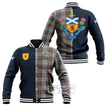 MacBean Dress Tartan Baseball Jacket Alba with Scottish Lion Royal Arm Half Style Unisex - Tartan Vibes Clothing