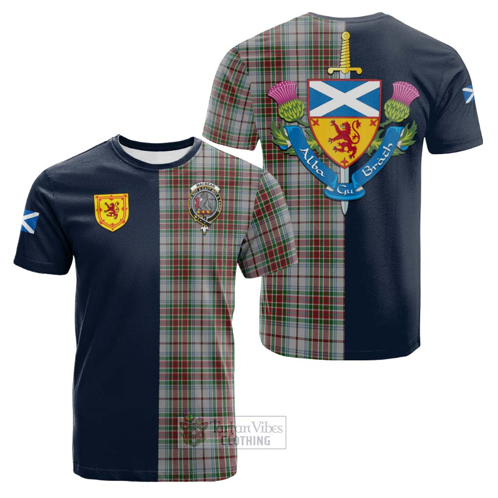 MacBean Dress Tartan Cotton T-shirt Alba with Scottish Lion Royal Arm Half Style Kid's Shirt - Tartan Vibes Clothing