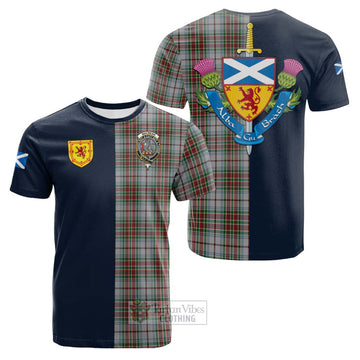 MacBean Dress Tartan Cotton T-shirt Alba with Scottish Lion Royal Arm Half Style