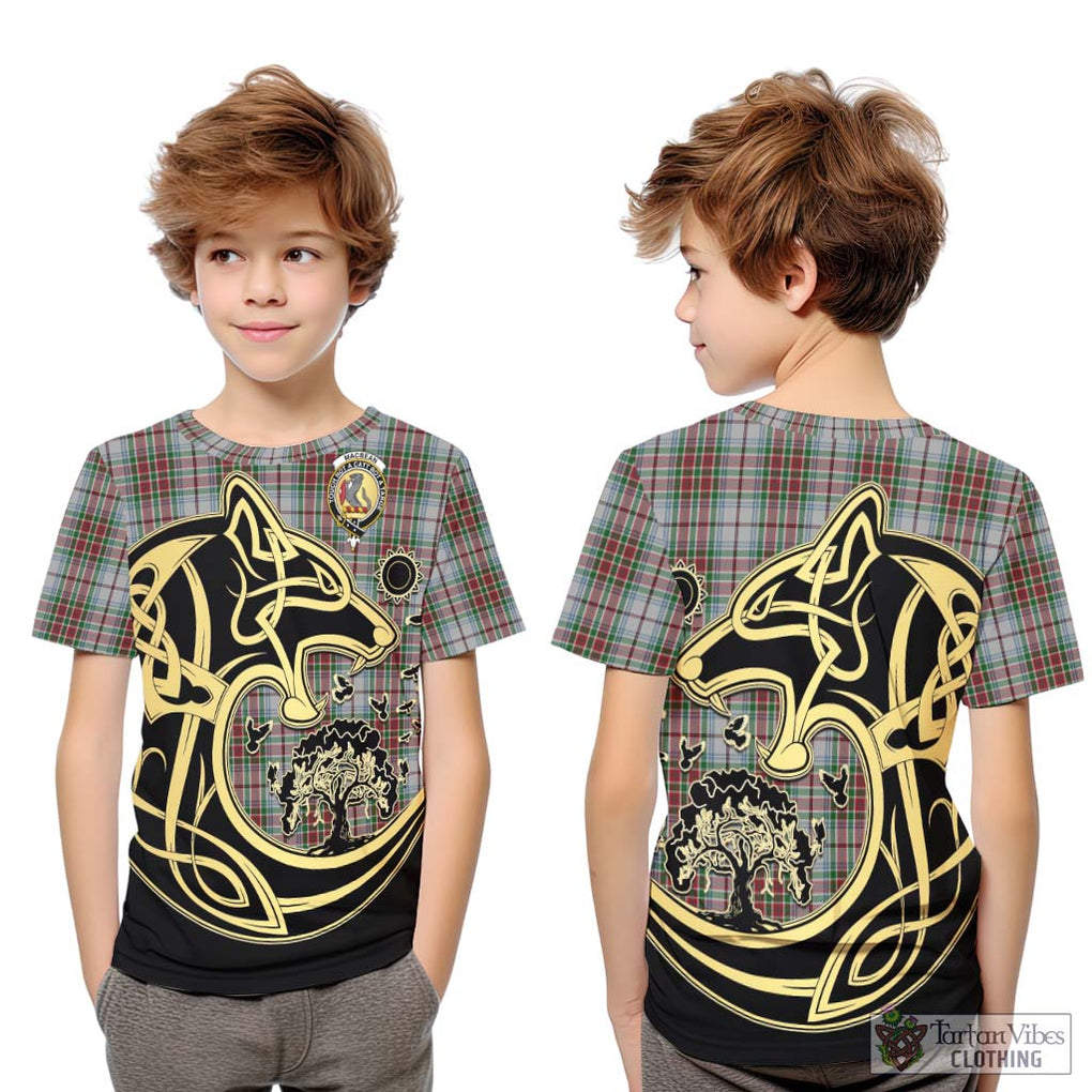 MacBean Dress Tartan Kid T-Shirt with Family Crest Celtic Wolf Style Youth XL Size14 - Tartan Vibes Clothing