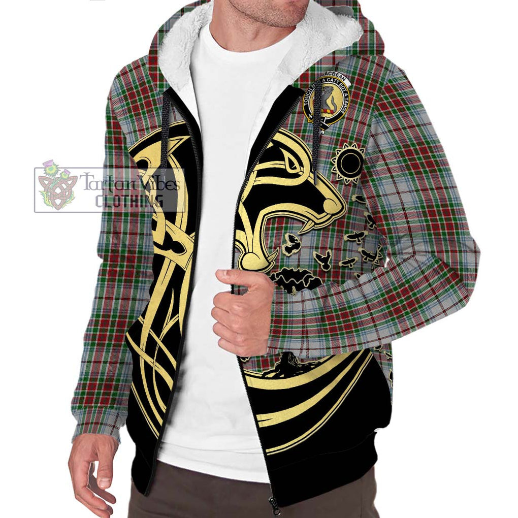 MacBean Dress Tartan Sherpa Hoodie with Family Crest Celtic Wolf Style Unisex S - Tartan Vibes Clothing