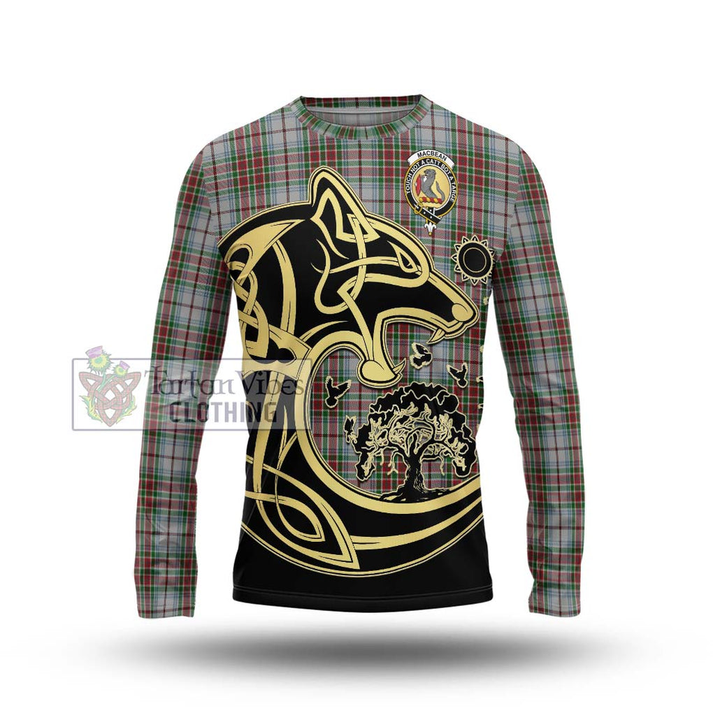MacBean Dress Tartan Long Sleeve T-Shirt with Family Crest Celtic Wolf Style Unisex - Tartan Vibes Clothing
