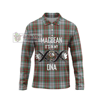 MacBean Dress Tartan Long Sleeve Polo Shirt with Family Crest DNA In Me Style Unisex - Tartan Vibes Clothing