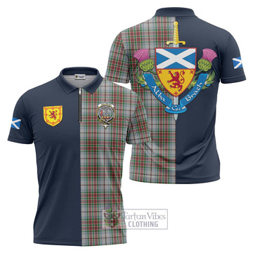 MacBean Dress Tartan Zipper Polo Shirt Alba with Scottish Lion Royal Arm Half Style Unisex - Tartan Vibes Clothing