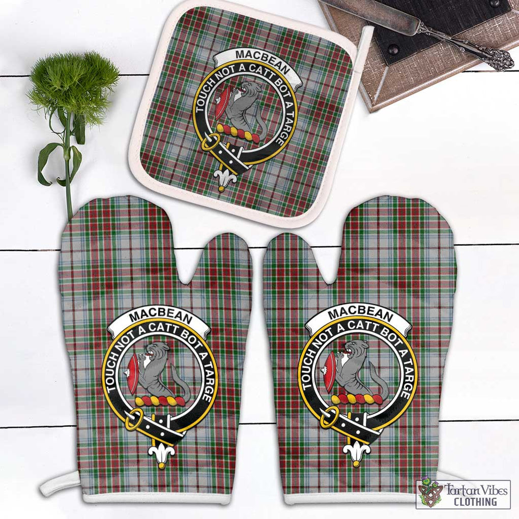 MacBean Dress Tartan Combo Oven Mitt & Pot-Holder with Family Crest White - Tartan Vibes Clothing