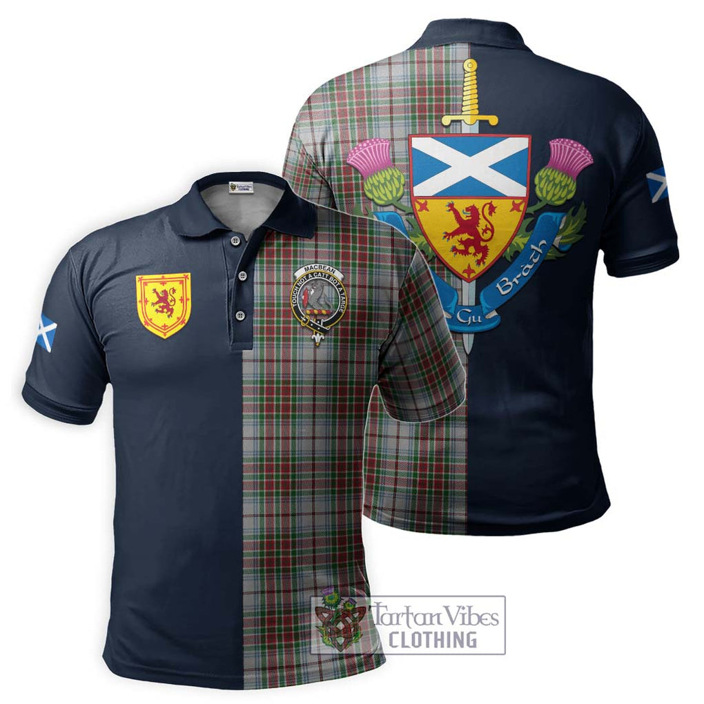 MacBean Dress Tartan Polo Shirt Alba with Scottish Lion Royal Arm Half Style Kid - Tartan Vibes Clothing