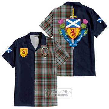 MacBean Dress Tartan Hawaiian Shirt Alba with Scottish Lion Royal Arm Half Style Kid - Tartan Vibes Clothing