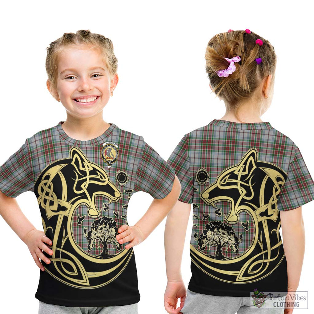 MacBean Dress Tartan Kid T-Shirt with Family Crest Celtic Wolf Style - Tartan Vibes Clothing
