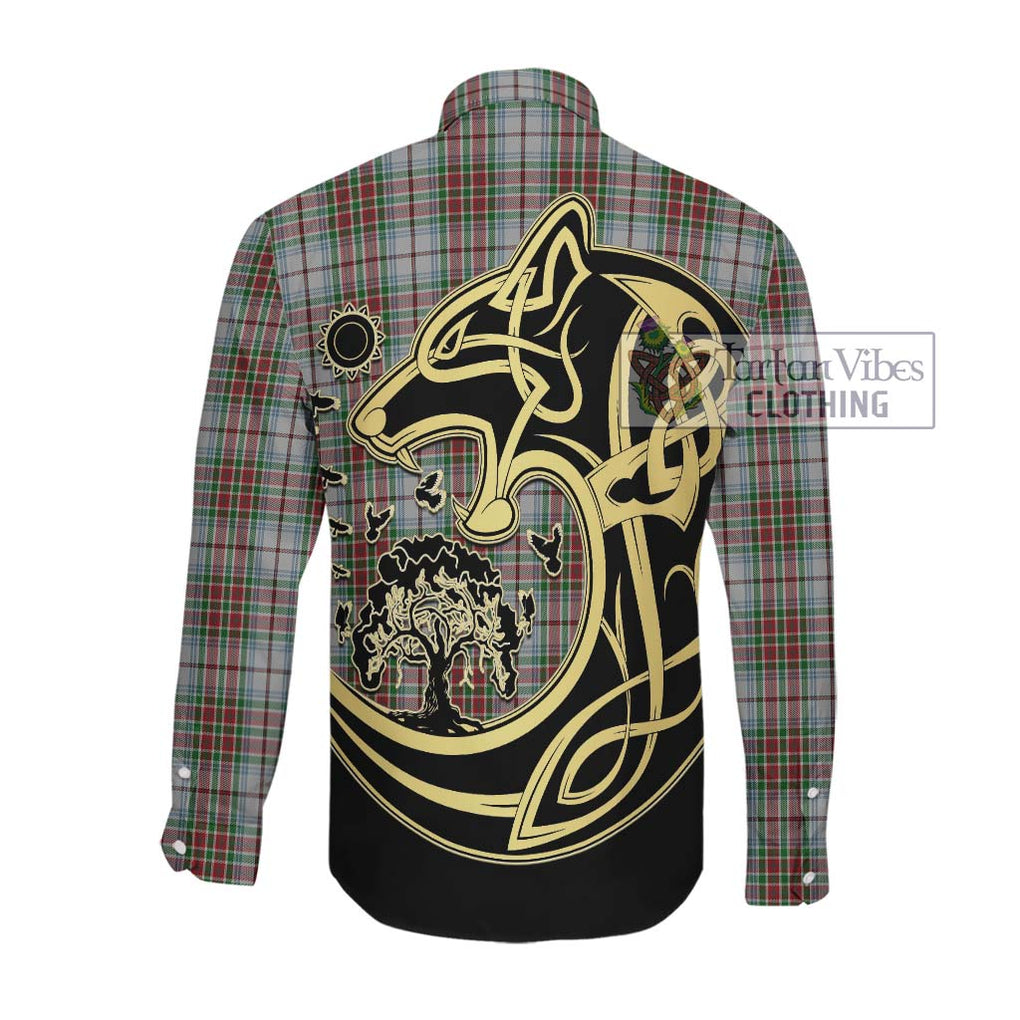 MacBean Dress Tartan Long Sleeve Button Shirt with Family Crest Celtic Wolf Style Men's Shirt - Tartan Vibes Clothing