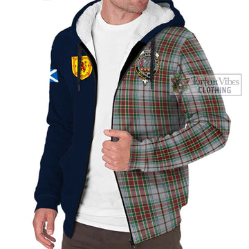 MacBean Dress Tartan Sherpa Hoodie Alba with Scottish Lion Royal Arm Half Style - Tartan Vibes Clothing