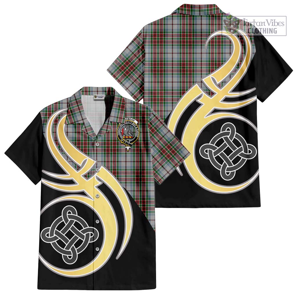 MacBean Dress Tartan Hawaiian Shirt with Family Crest and Celtic Symbol Style - Tartan Vibes Clothing