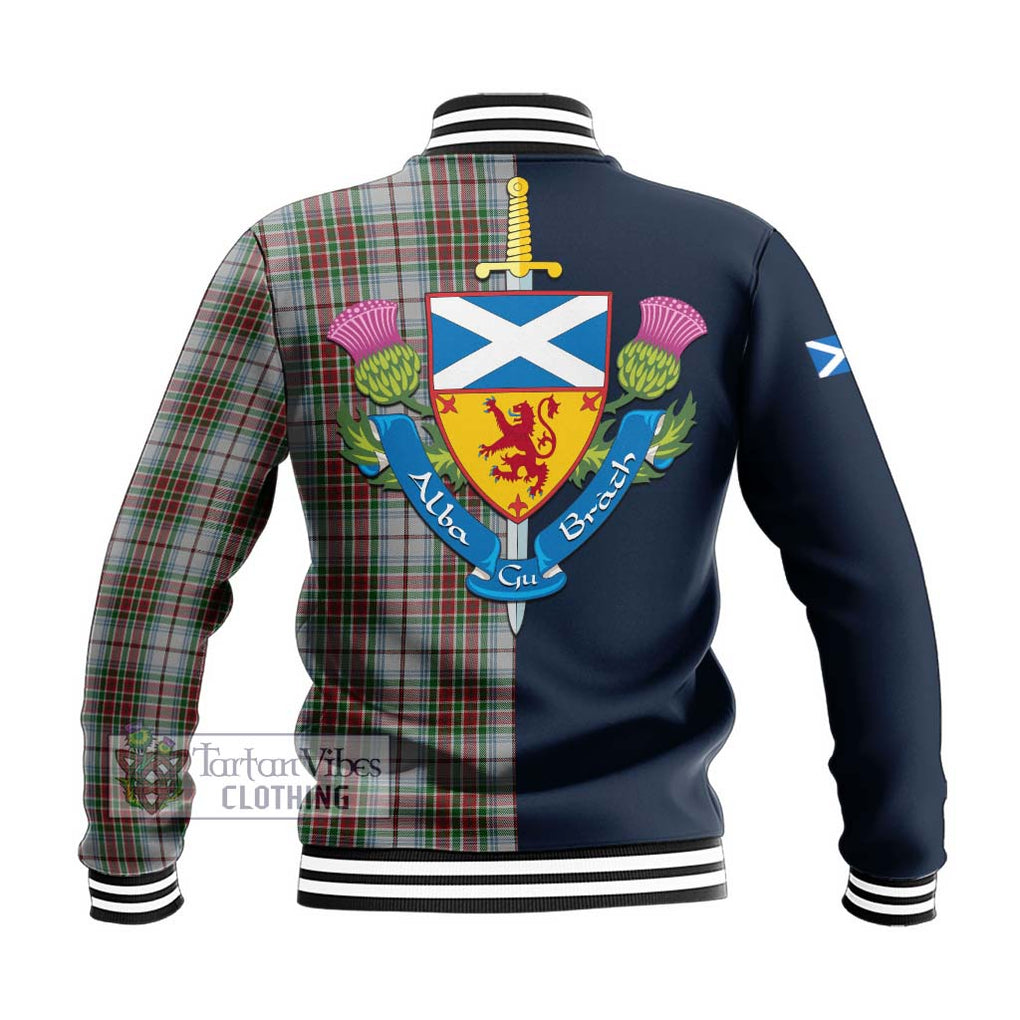 MacBean Dress Tartan Baseball Jacket Alba with Scottish Lion Royal Arm Half Style - Tartan Vibes Clothing