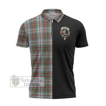 MacBean Dress Tartan Zipper Polo Shirt with Family Crest and Half Of Me Style - Tartan Vibes Clothing