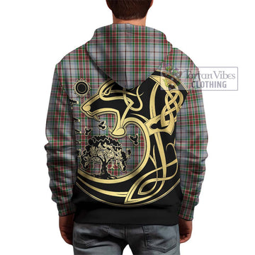 MacBean Dress Tartan Hoodie with Family Crest Celtic Wolf Style - Tartan Vibes Clothing