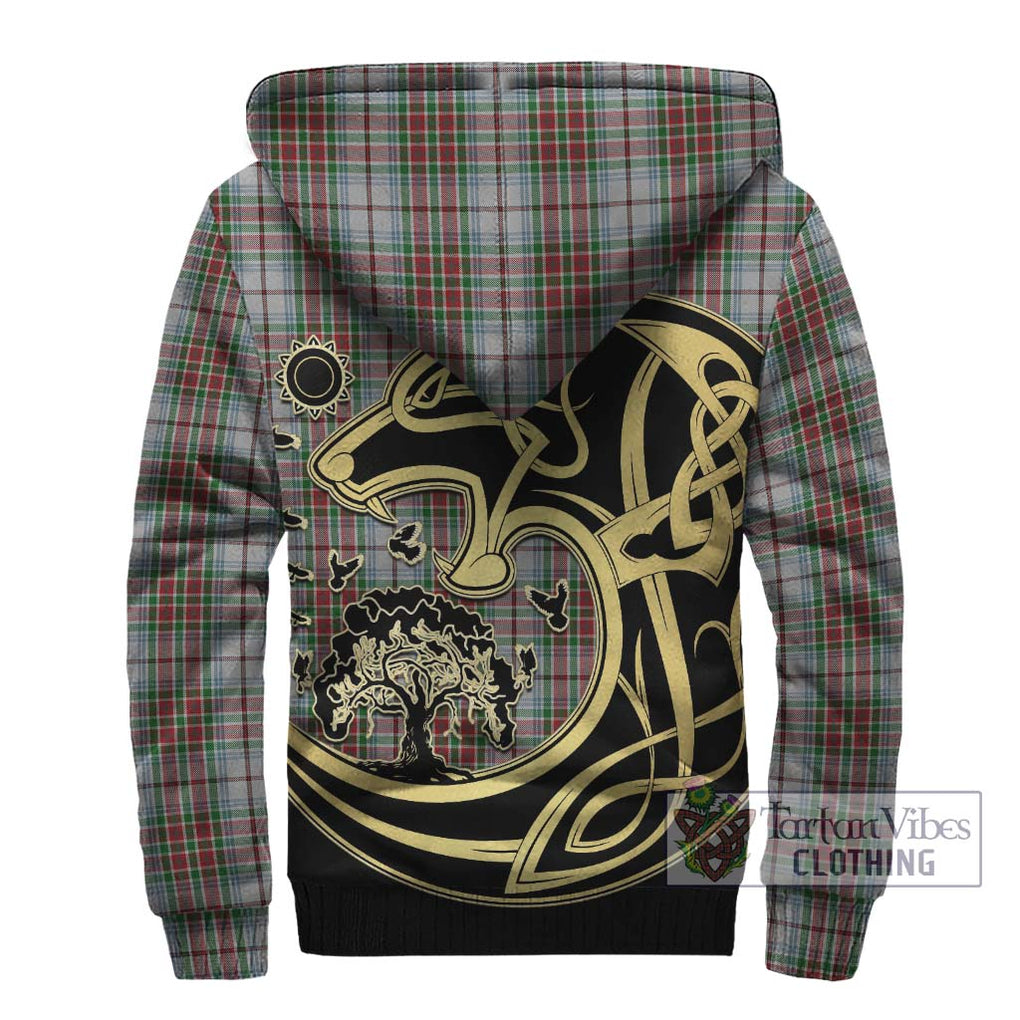 MacBean Dress Tartan Sherpa Hoodie with Family Crest Celtic Wolf Style - Tartan Vibes Clothing