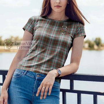 MacBean Dress Tartan Cotton T-Shirt with Family Crest Women's Shirt - Tartanvibesclothing Shop