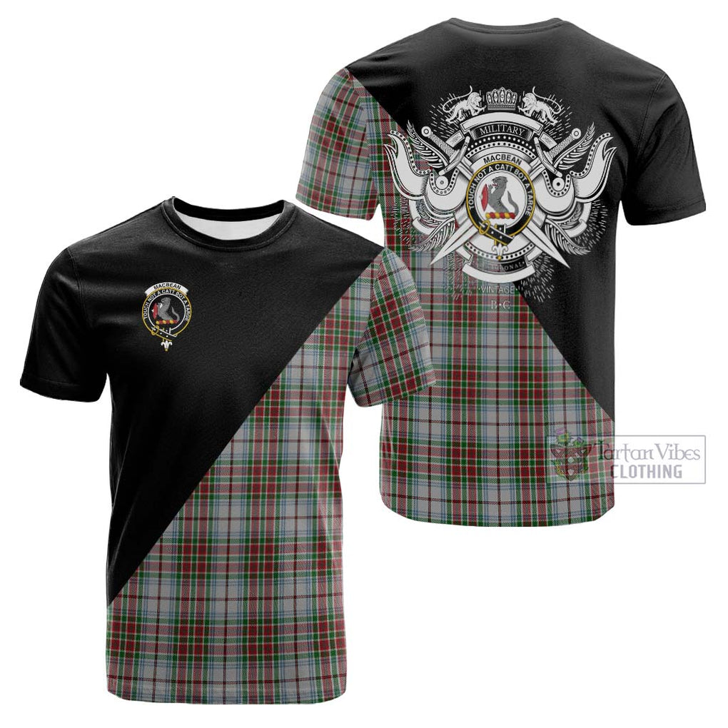 Tartan Vibes Clothing MacBean Dress Tartan Cotton T-shirt with Family Crest and Military Logo Style