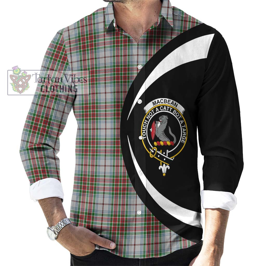 MacBean Dress Tartan Long Sleeve Button Up with Family Crest Circle Style - Tartan Vibes Clothing