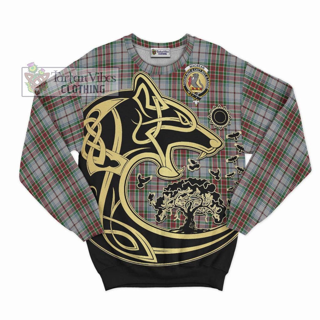 MacBean Dress Tartan Sweatshirt with Family Crest Celtic Wolf Style - Tartan Vibes Clothing