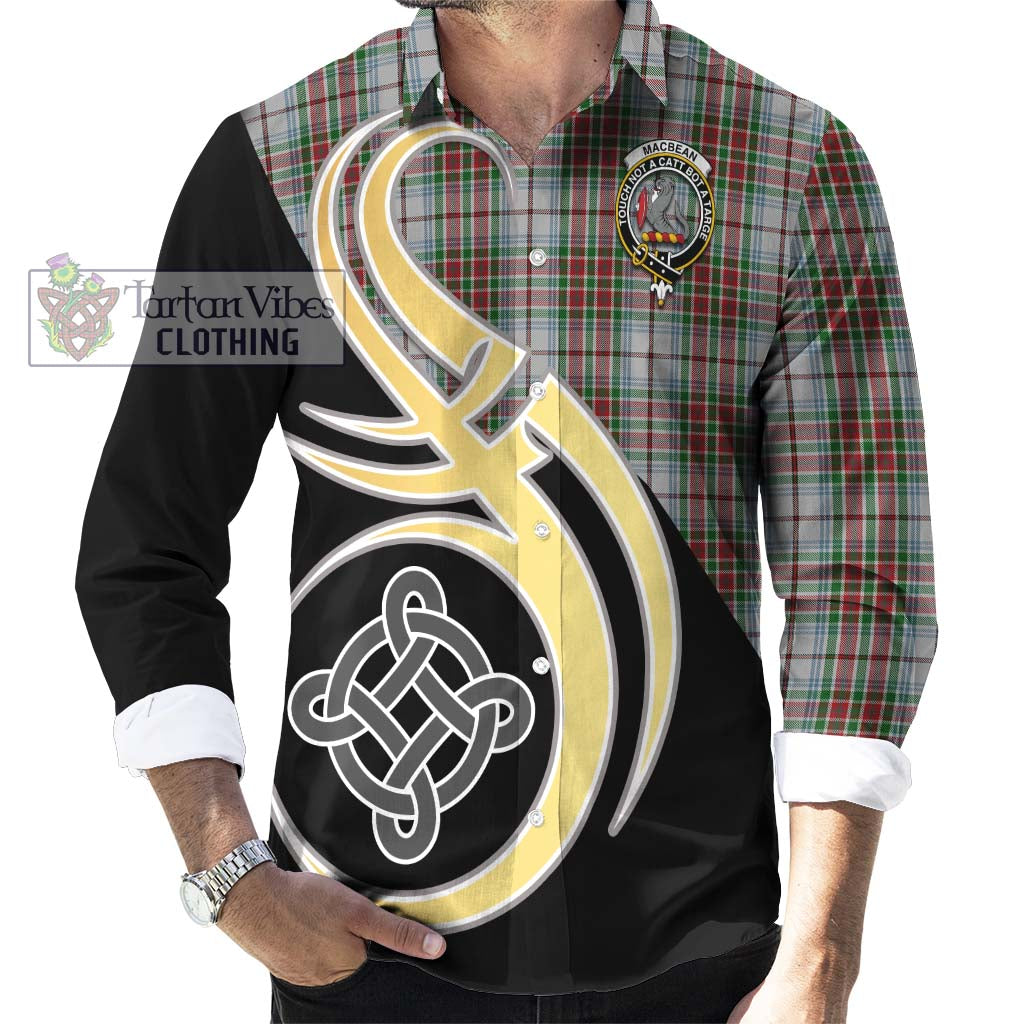 MacBean Dress Tartan Long Sleeve Button Shirt with Family Crest and Celtic Symbol Style - Tartan Vibes Clothing