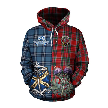 MacBean (MacBain) Tartan Cotton Hoodie Happy St. Andrew's Day Half Tartan Style Pullover Hoodie XS - Tartan Vibes Clothing