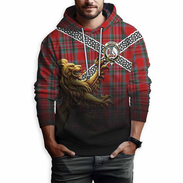Tartan Vibes Clothing MacBean (MacBain) Crest Tartan Hoodie with Golden Lion Emblem Celtic Style