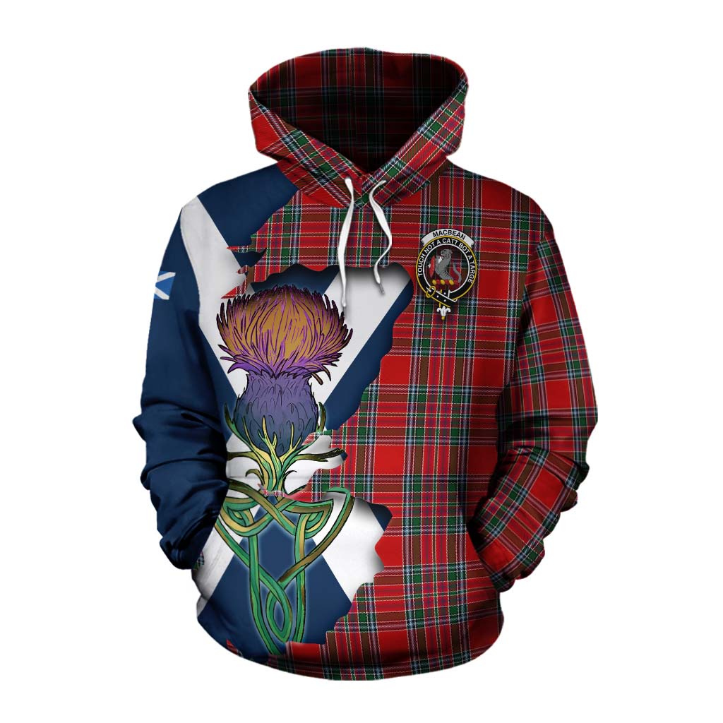MacBean (MacBain) Tartan Family Crest Cotton Hoodie Scottish Thistle Celtic Inspired Pullover Hoodie XS - Tartan Vibes Clothing