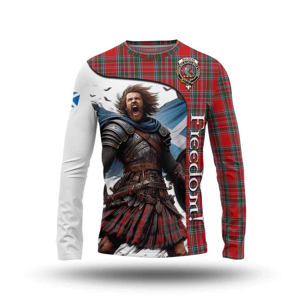 Tartan Vibes Clothing MacBean (MacBain) Crest Tartan Long Sleeve T-Shirt Inspired by the Freedom of Scottish Warrior