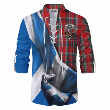 MacBean (MacBain) Tartan Ghillie Kilt Shirt with Family Crest Scotland Patriotic Style Men - Tartan Vibes Clothing