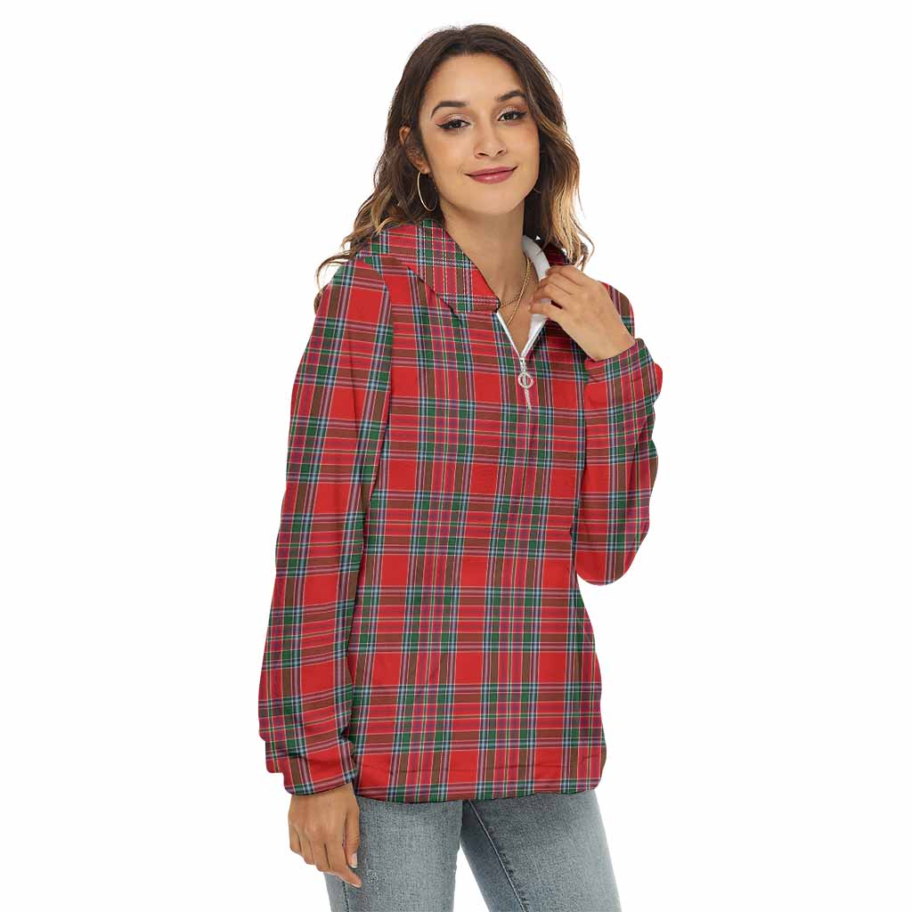 MacBean (MacBain) Tartan Women's Borg Fleece Hoodie with Half Zip Female - Tartan Vibes Clothing