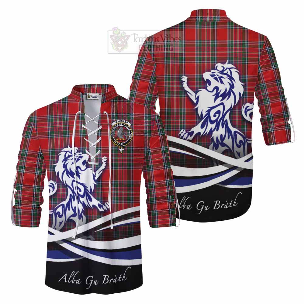 MacBean (MacBain) Tartan Ghillie Kilt Shirt with Alba Gu Brath Regal Lion Emblem Men - Tartan Vibes Clothing