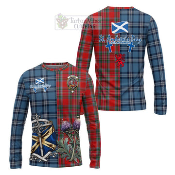 MacBean (MacBain) Tartan Long Sleeve T-Shirt Happy St. Andrew's Day Half Tartan Style Unisex - Tartan Vibes Clothing