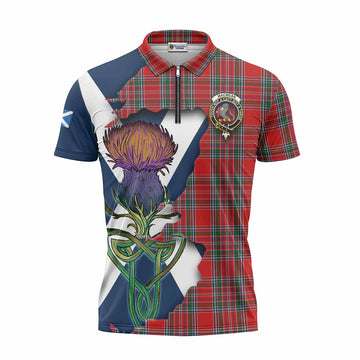 MacBean (MacBain) Tartan Family Crest Zipper Polo Shirt Scottish Thistle Celtic Inspired Unisex - Tartan Vibes Clothing