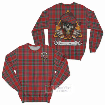 MacBean (MacBain) Tartan Sweatshirt with Family Crest and Bearded Skull Holding Bottles of Whiskey Unisex - Tartan Vibes Clothing