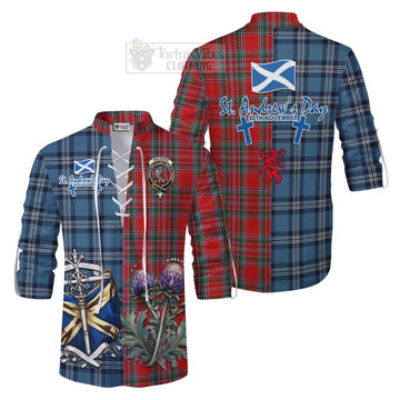 MacBean (MacBain) Tartan Ghillie Kilt Shirt Happy St. Andrew's Day Half Tartan Style Men - Tartan Vibes Clothing