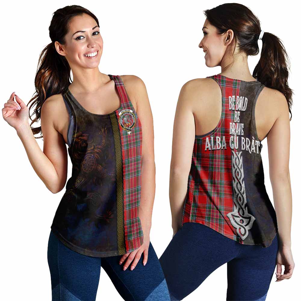 Tartan Vibes Clothing MacBean (MacBain) Tartan Family Crest Women's Racerback Tanks Alba Gu Brath Be Brave Lion Ancient Style