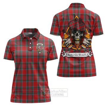 MacBean (MacBain) Tartan Women's Polo Shirt with Family Crest and Bearded Skull Holding Bottles of Whiskey Women - Tartan Vibes Clothing