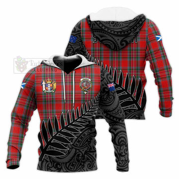 Tartan Vibes Clothing MacBean (MacBain) Crest Tartan Knitted Hoodie with New Zealand Silver Fern Half Style