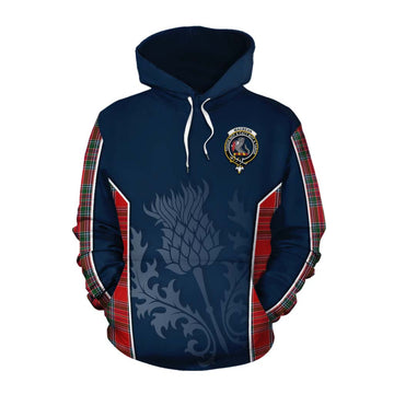 Tartan Vibes Clothing MacBean (MacBain) Tartan Cotton Hoodie with Family Crest and Scottish Thistle Vibes Sport Style