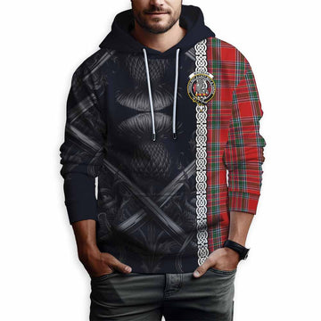MacBean (MacBain) Tartan Hoodie with Family Crest Cross Sword Thistle Celtic Vibes Pullover Hoodie - Tartan Vibes Clothing