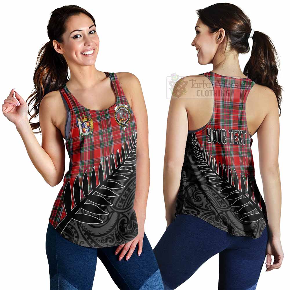 MacBean (MacBain) Crest Tartan Women's Racerback Tanks with New Zealand Silver Fern Half Style 4XL - Tartan Vibes Clothing